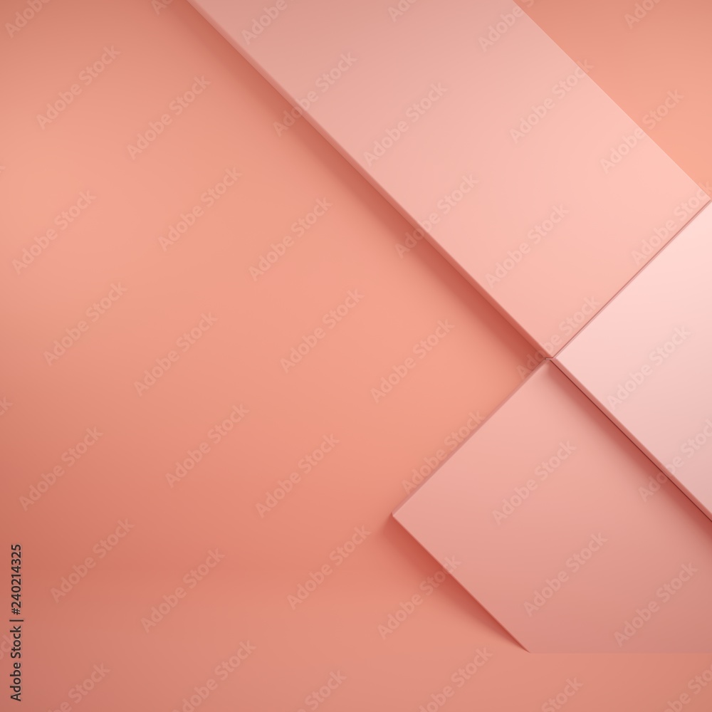 Geometric background with three-dimensional rectangles. Coral thickets. Color concept 2019. Background of a Living Coral. 3D illustration Geometric background with three-dimensional rectangles. Coral thickets. Color concept 2019. Background of a Living Coral. 3D illustration