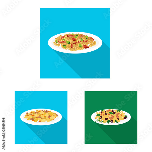 Vector design of pasta and carbohydrate icon. Collection of pasta and macaroni stock vector illustration.