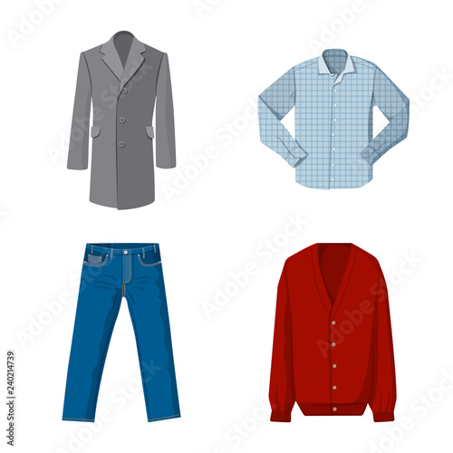 Vector illustration of man and clothing symbol. Collection of man and wear stock vector illustration.