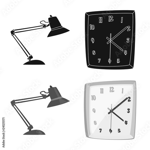 Vector design of furniture and work icon. Set of furniture and home stock symbol for web.