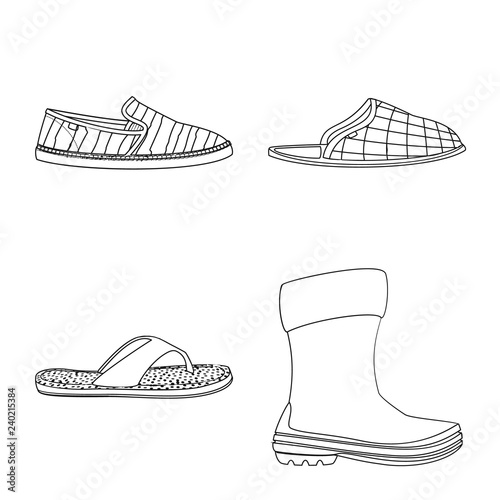 Isolated object of shoe and footwear symbol. Collection of shoe and foot vector icon for stock.