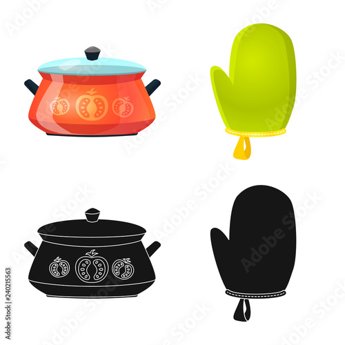 Isolated object of kitchen and cook icon. Collection of kitchen and appliance vector icon for stock.