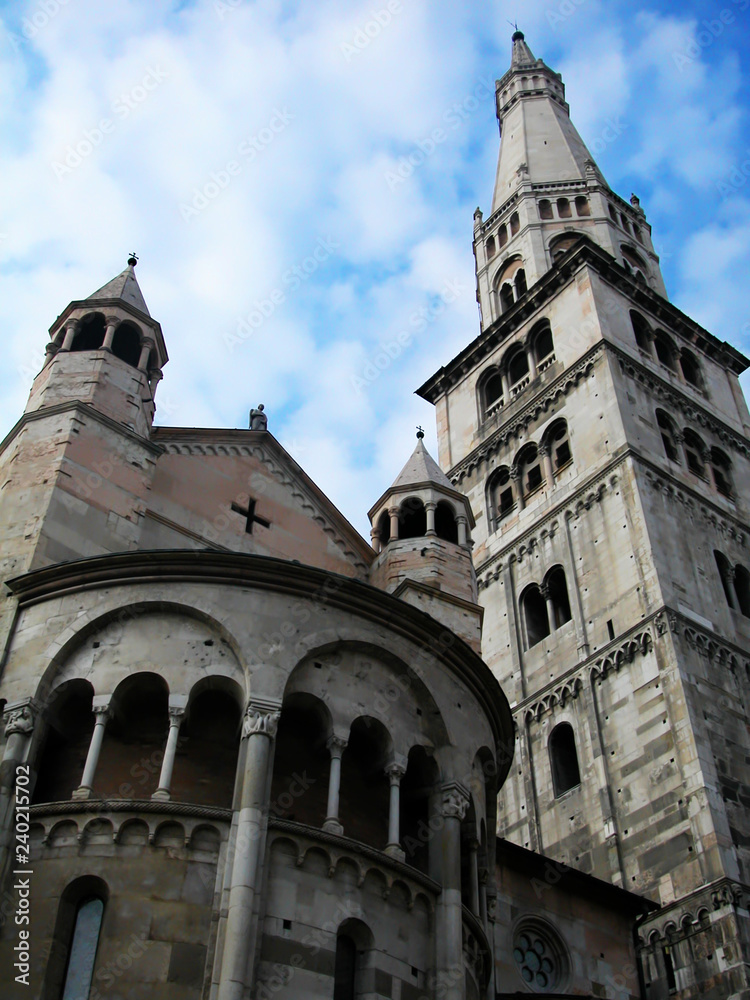 The cathedral of Modena and The Ghirlandina, the tower bell of the city. Modena, Italy