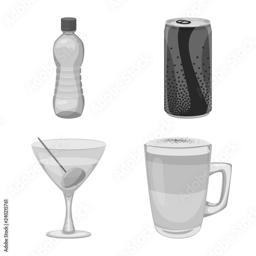 Isolated object of drink and bar sign. Collection of drink and party stock vector illustration.