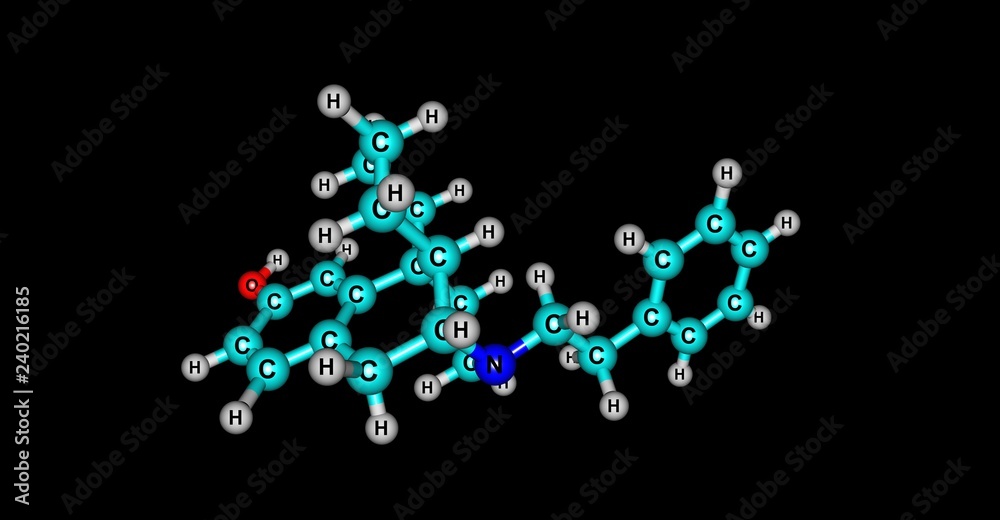 Phenomorphan molecular structure isolated on black