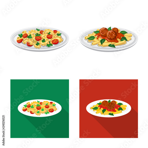 Vector design of pasta and carbohydrate logo. Set of pasta and macaroni stock vector illustration.