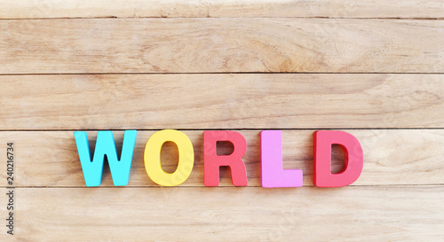 ' WORLD ' Colorful Wooden Letters and Word