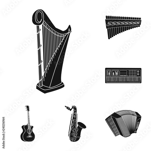 Isolated object of music and tune logo. Collection of music and tool vector icon for stock.