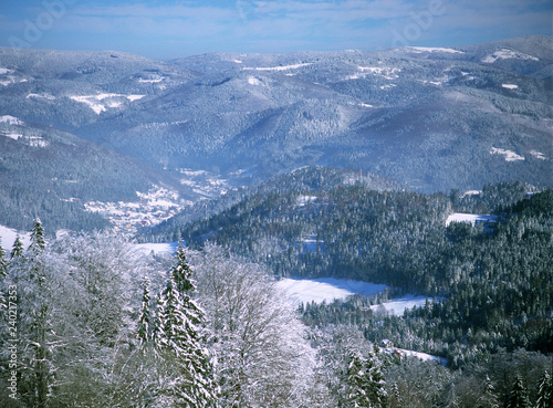 Fototapeta Naklejka Na Ścianę i Meble -  view to Wisla town and surroundings, Slaski Beskid Mountains, Silesian region, Poland