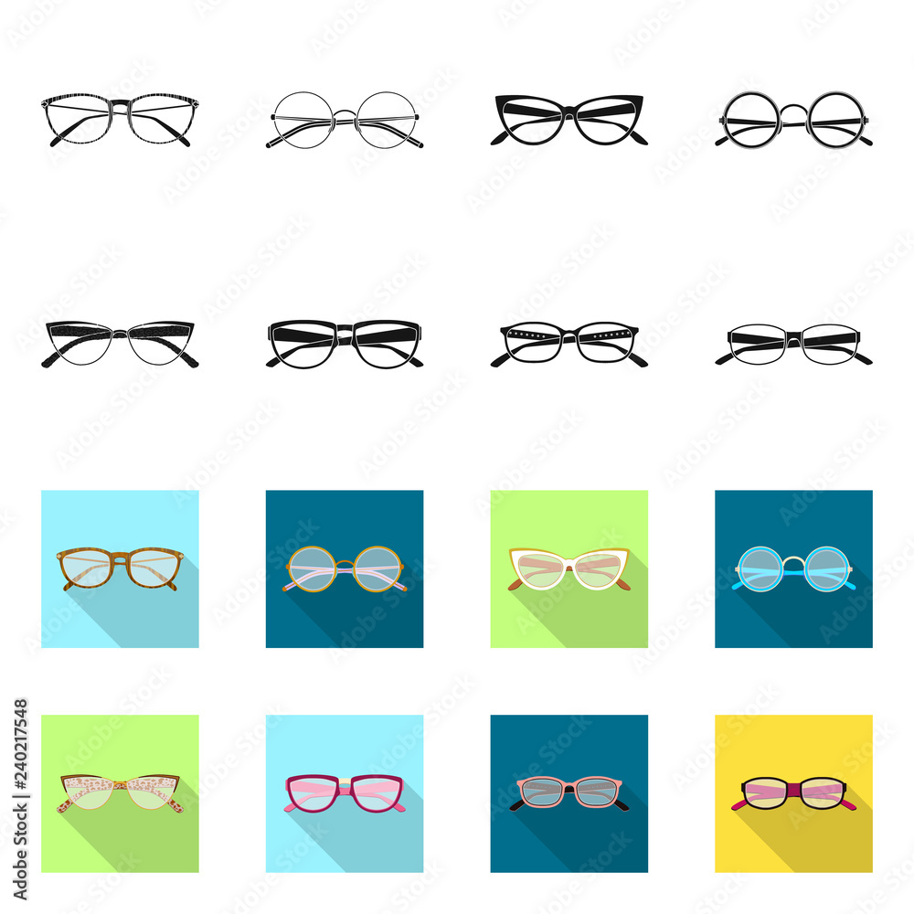 Isolated object of glasses and frame sign. Collection of glasses and accessory vector icon for stock.