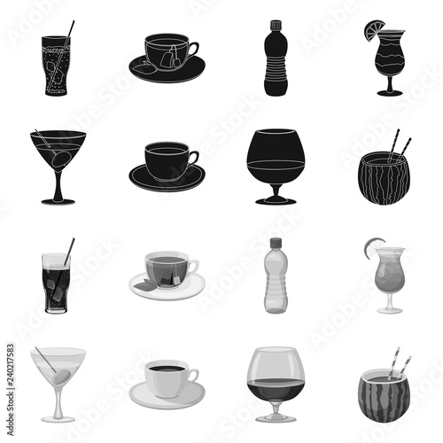 Vector illustration of drink and bar icon. Set of drink and party vector icon for stock.