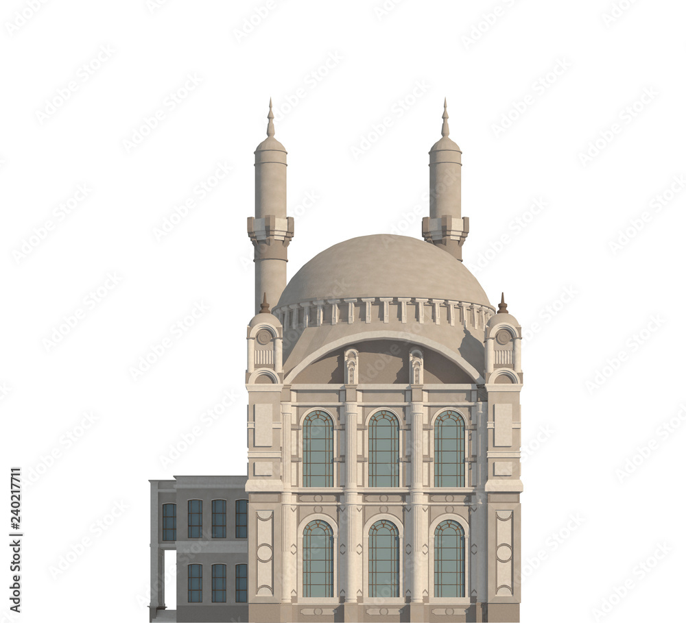 Middle East building isolated on white background 3d illustration
