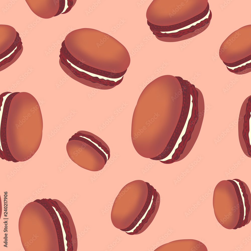 Seamless pattern with colorful macaroon cookies on white background. Seamless pattern with colorful macaroon cookies on white background.