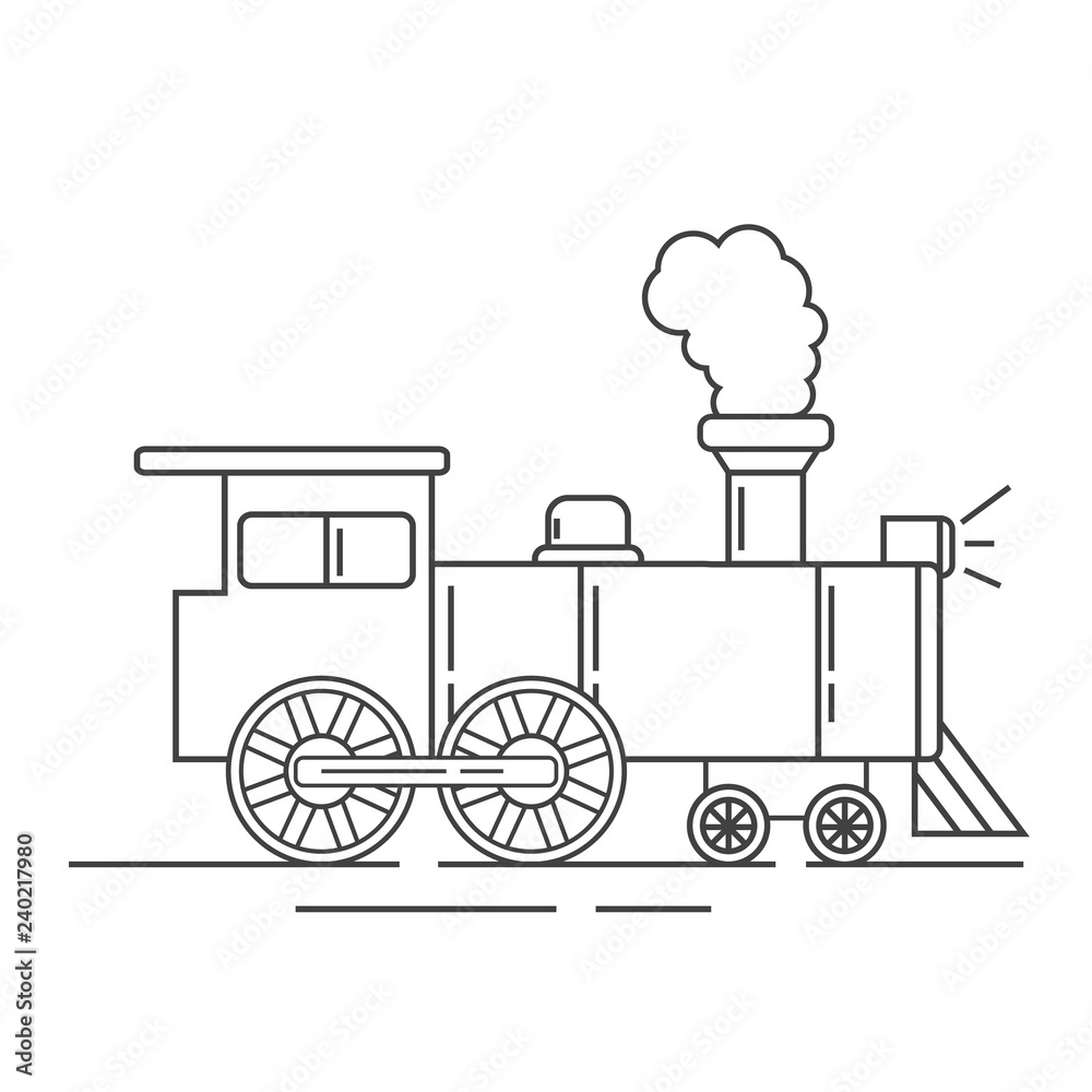 Steam locomotive. Vintage train line art flat  old retro  railway. Vector design element for infographic. Stock Vector | Adobe Stock