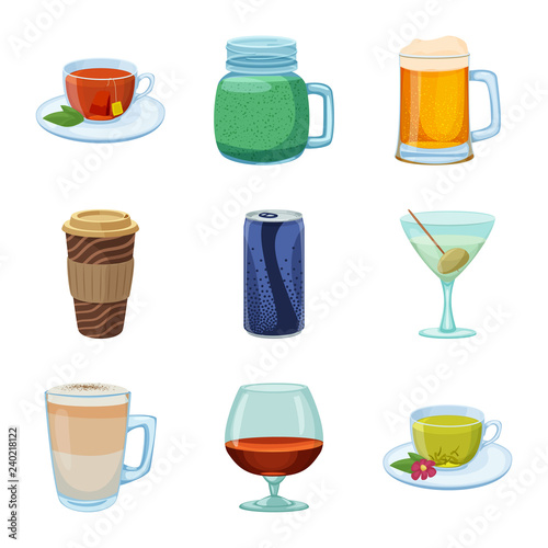 Isolated object of drink and bar sign. Set of drink and party stock symbol for web.