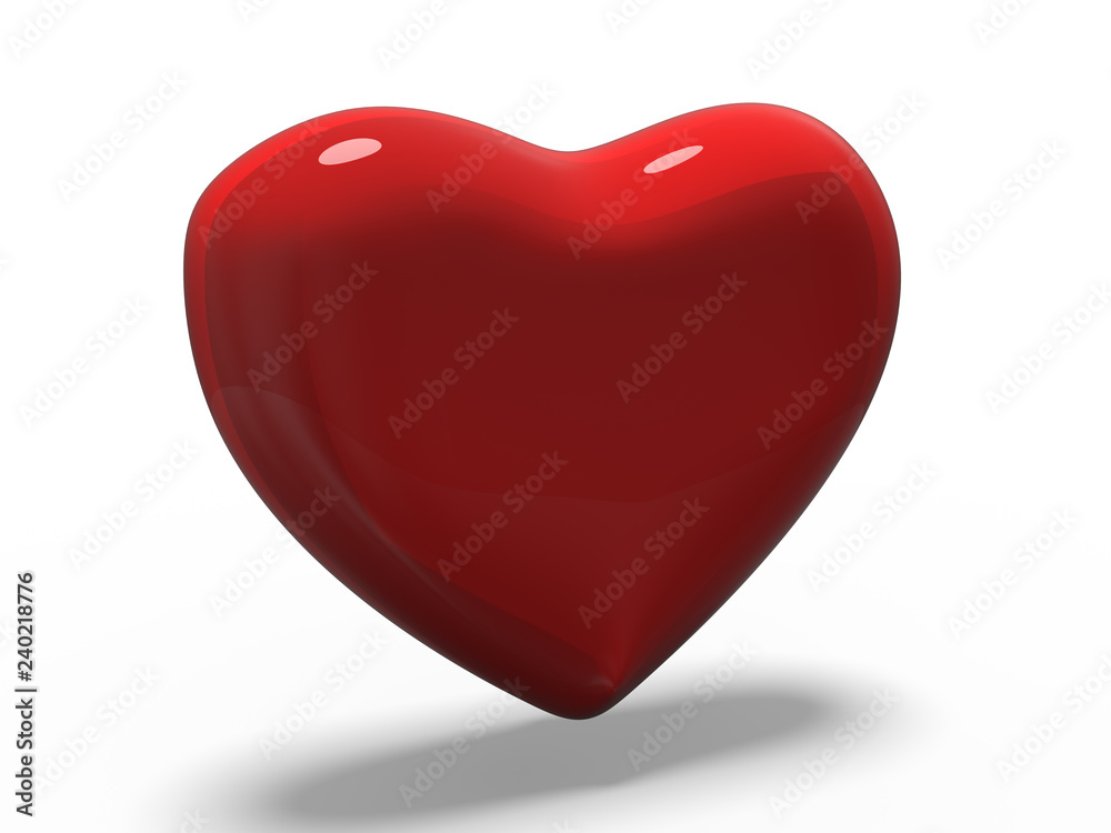 Red heart gemstone on isolated background. 3D Red heart gemstone on isolated background. 3D