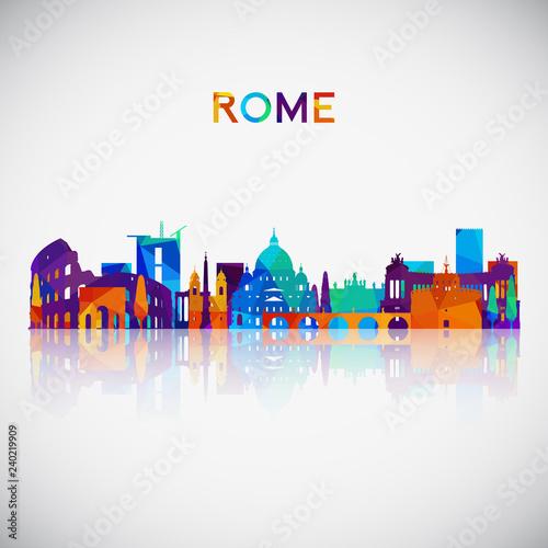 Rome skyline silhouette in colorful geometric style. Symbol for your design. Vector illustration.