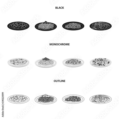 Vector illustration of pasta and carbohydrate icon. Collection of pasta and macaroni vector icon for stock.