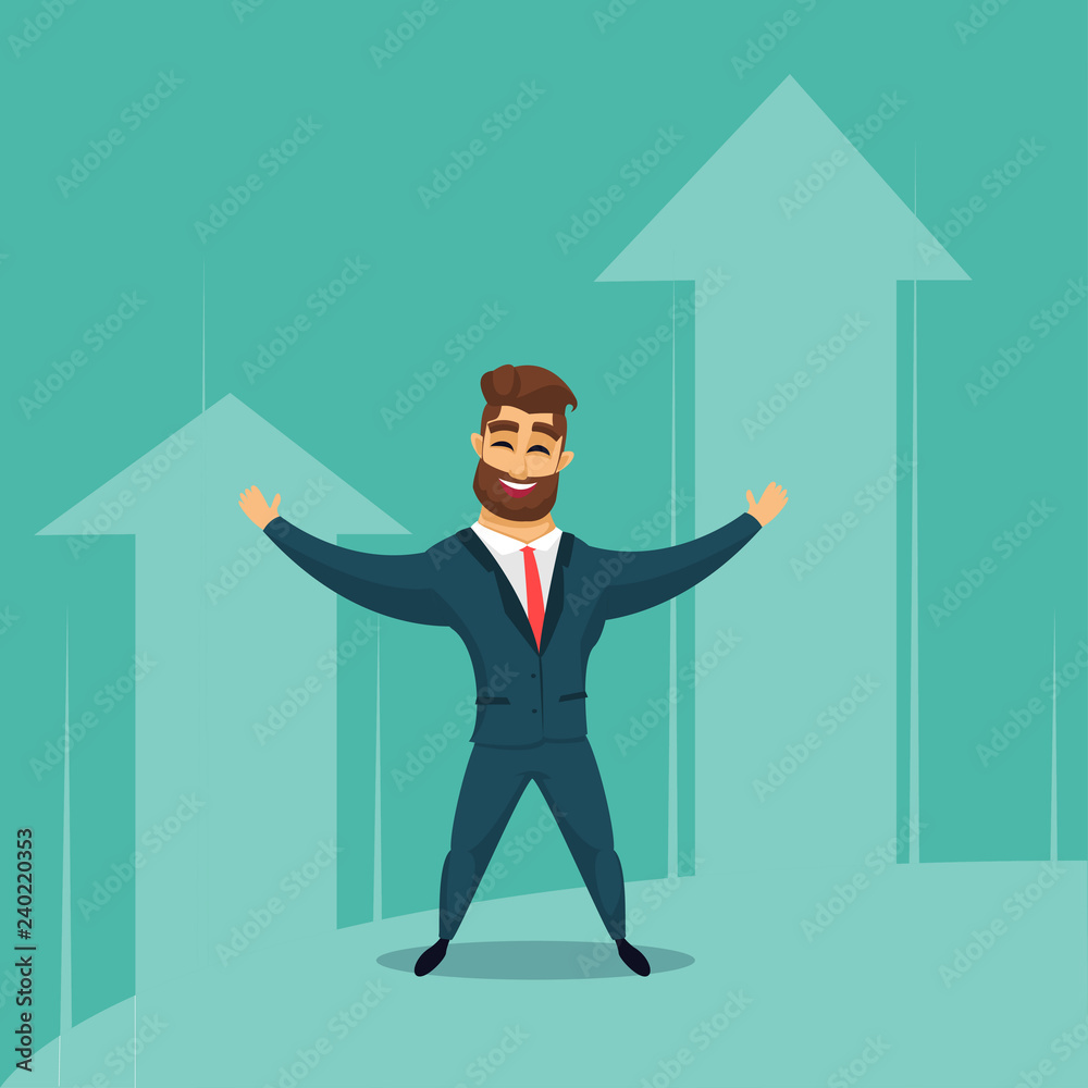 Businessman Character design. Fun bearded business men . Vector illustration