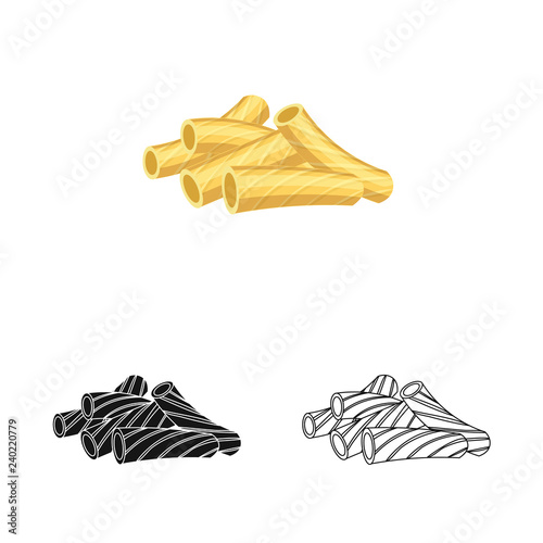 Vector illustration of pasta and carbohydrate logo. Collection of pasta and macaroni vector icon for stock.