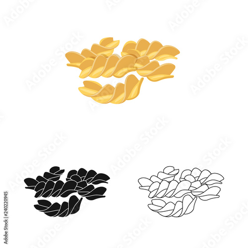 Vector illustration of pasta and carbohydrate symbol. Collection of pasta and macaroni vector icon for stock.