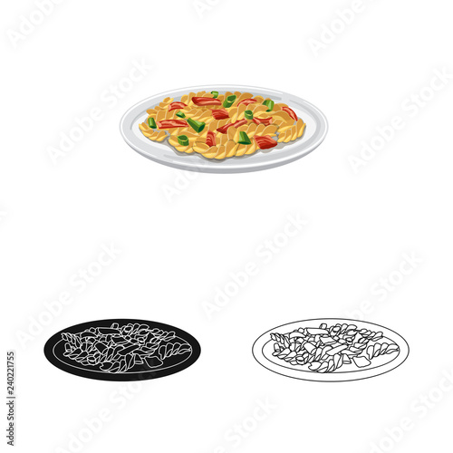 Vector design of pasta and carbohydrate icon. Collection of pasta and macaroni vector icon for stock.