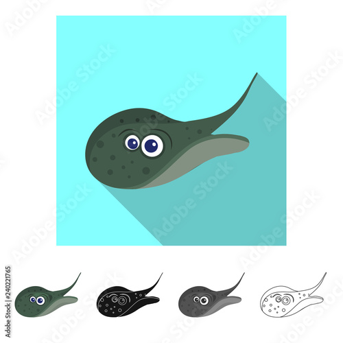 Isolated object of sea and animal sign. Collection of sea and marine stock vector illustration.