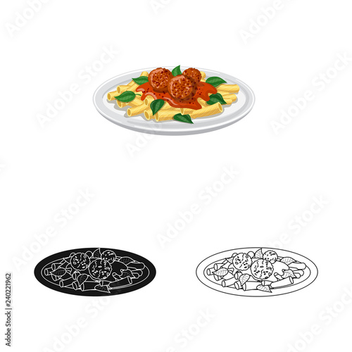 Vector design of pasta and carbohydrate logo. Collection of pasta and macaroni stock vector illustration.