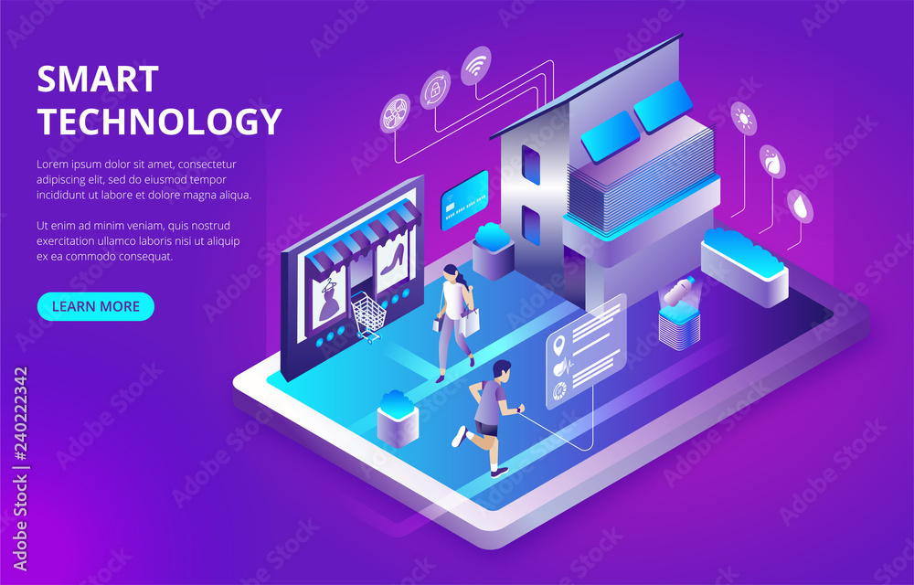 Smart city or intelligent building isometric vector concept. Smart city or intelligent building isometric vector concept.