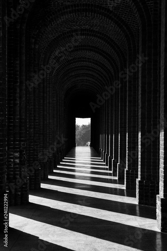 Black and white hallway