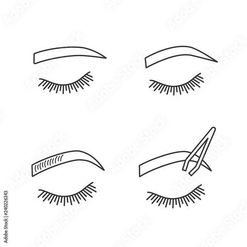 Eyebrows shaping linear icons set