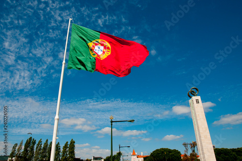National Flag at the Monument to the Carnation Revolution - Lisbon - Portugal photo