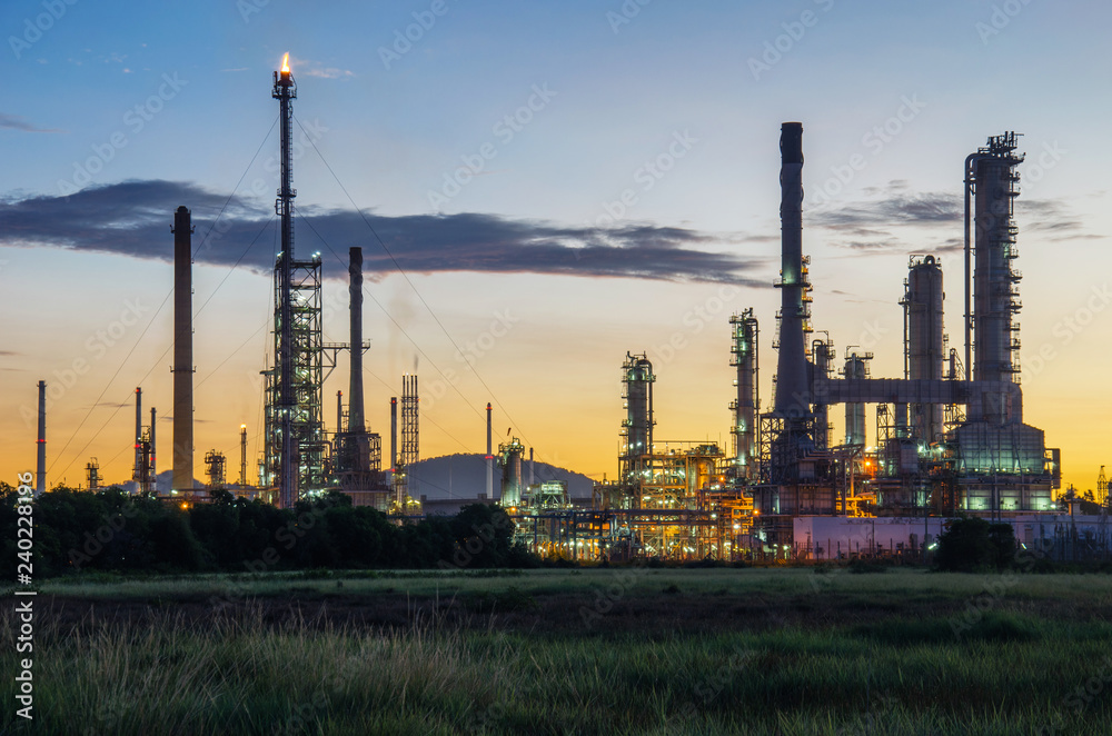 Oil refinery Thung grass with morning light Oil refinery Thung grass with morning light