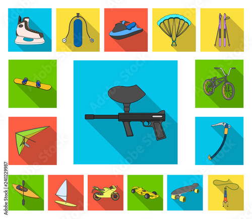 Extreme sport flat icons in set collection for design.Different kinds of sports vector symbol stock web illustration.