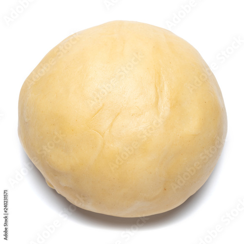 unrolled and unbaked Shortcrust pastry dough on white background