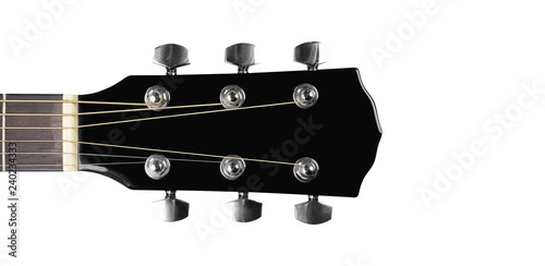 Musical instrument - headstock black acoustic guitar isolated
