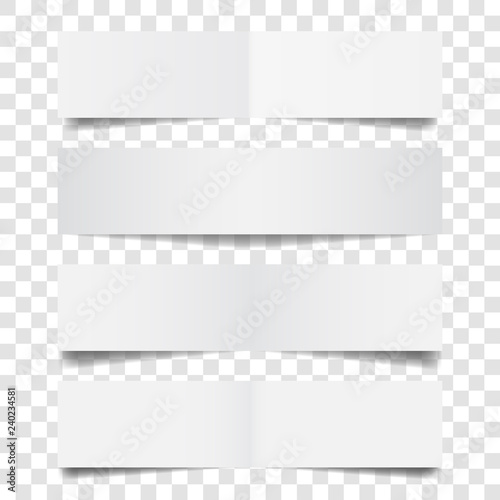 White paper banners set with shadows. Vector illustration