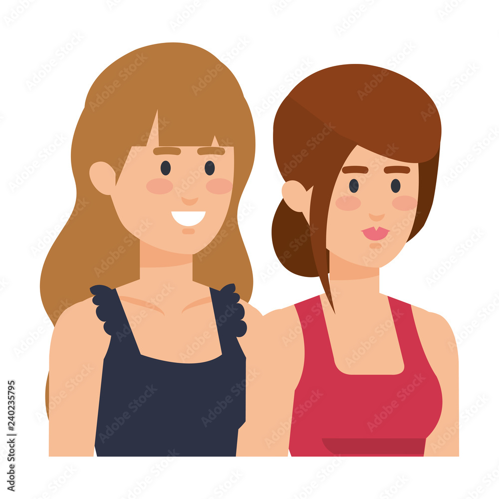 couple businesswomen avatars characters couple businesswomen avatars characters