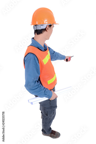 Engineer on white isolated background.