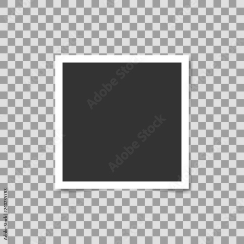 Photo frame square on transparent background. Vector template, blank for your photo or image