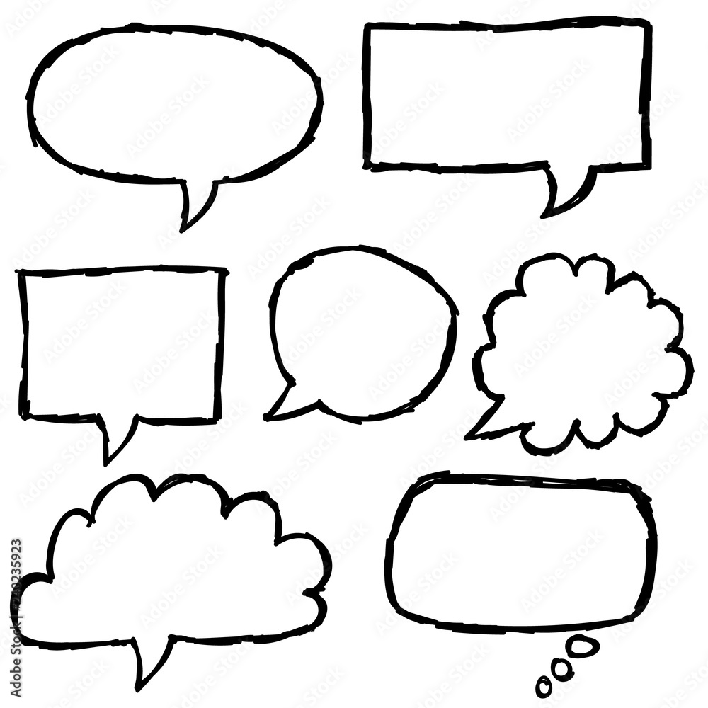 Fototapeta premium Zestaw ładny retro ręcznie rysowane chmury, zbiory ilustracji wektorowych