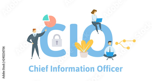 CIO, Chief Information Officer. Concept with keywords, letters, and icons. Colored flat vector illustration. Isolated on white background. photo