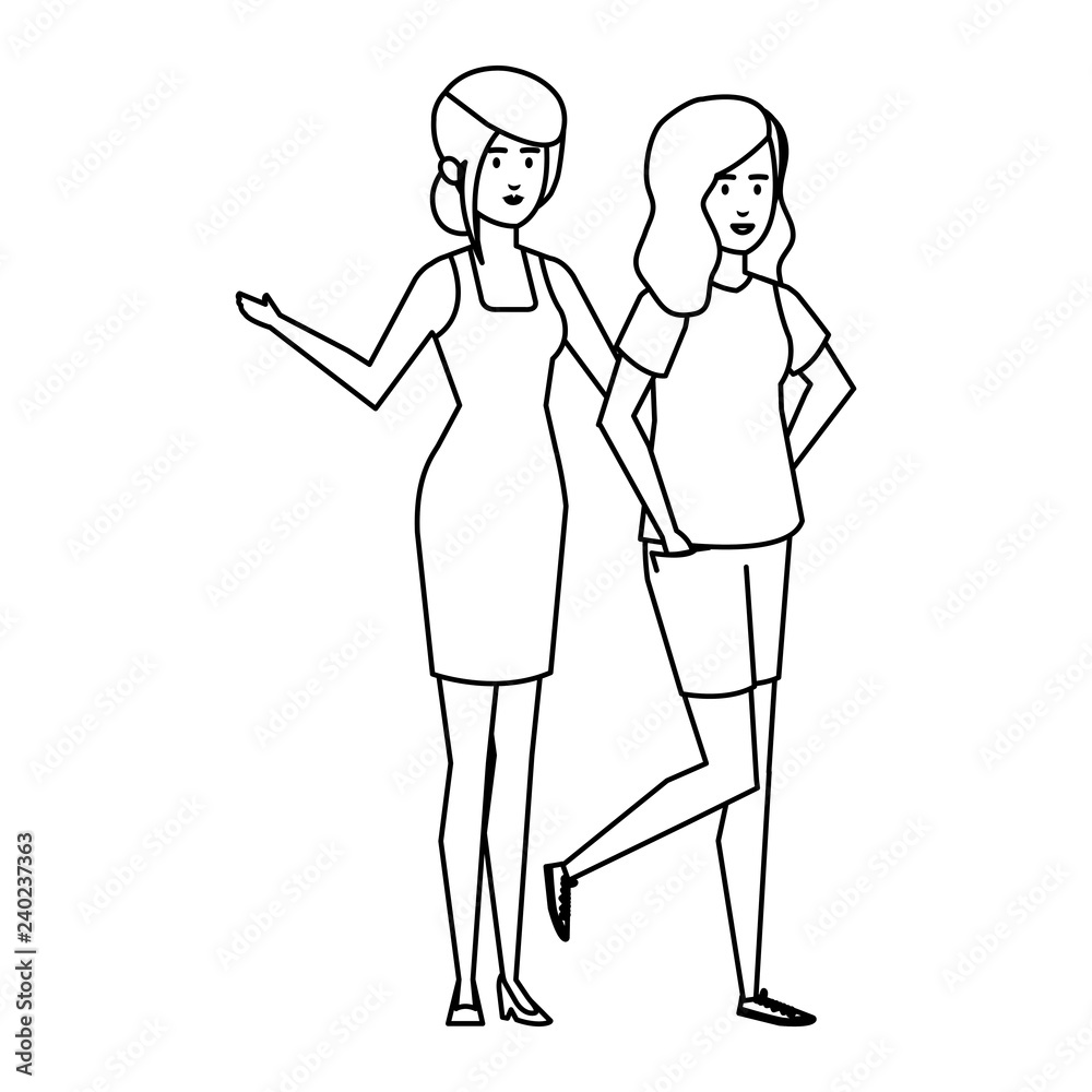 couple businesswomen avatars characters couple businesswomen avatars characters