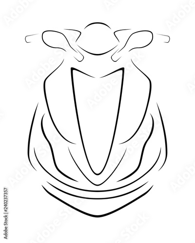 Aqua jetski line art front view isolated vector illustration