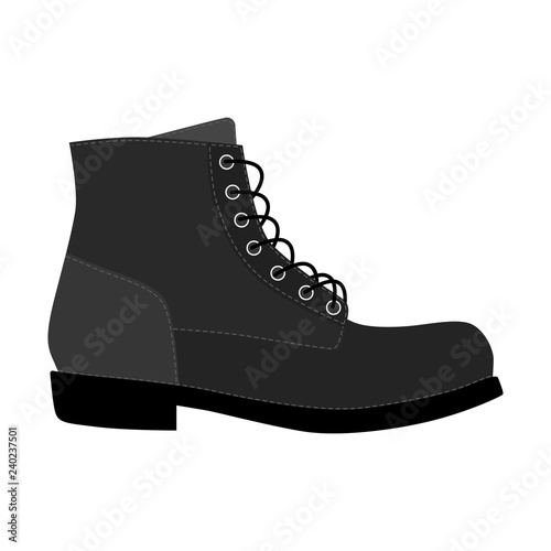 Men shoes brogue trim platform brutus boots isolated. Male man season lace-up shoes icons.