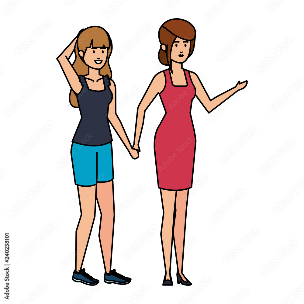 couple businesswomen avatars characters couple businesswomen avatars characters