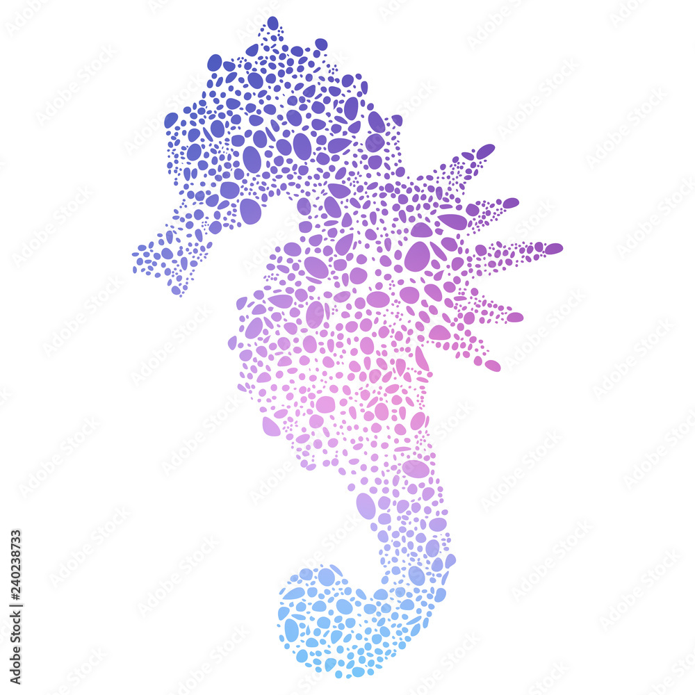 Colorful figured mosaic seahorse,  decorative seahorse