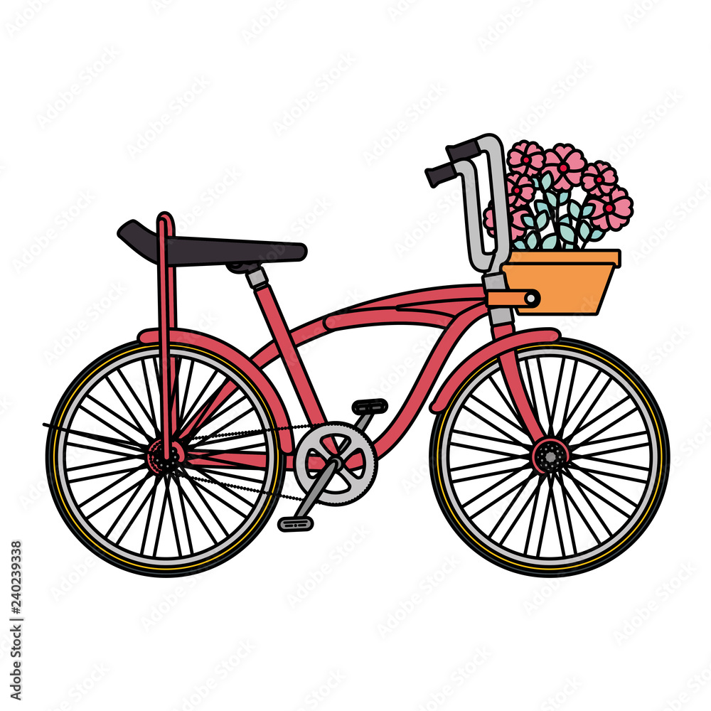 retro bicycle with basket and flowers