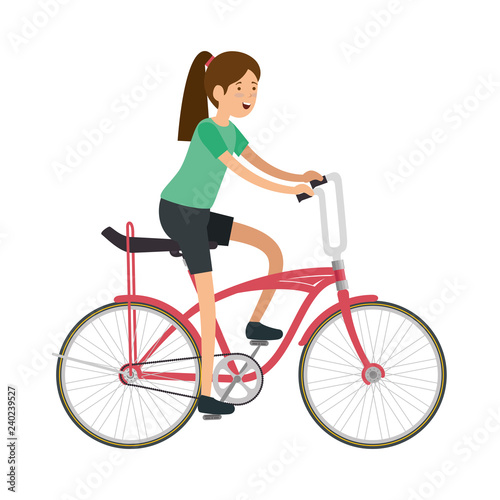 woman in retro bicycle © Gstudio