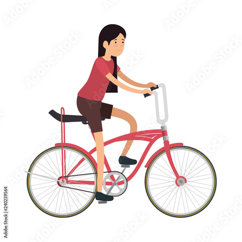 woman in retro bicycle